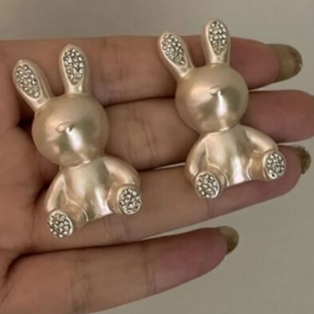 New Rabbit Earrings With Rhinestone Accents - Picture 2 of 5